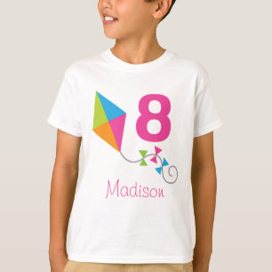8th Birthday Personalized Kite Design Party Tshirt