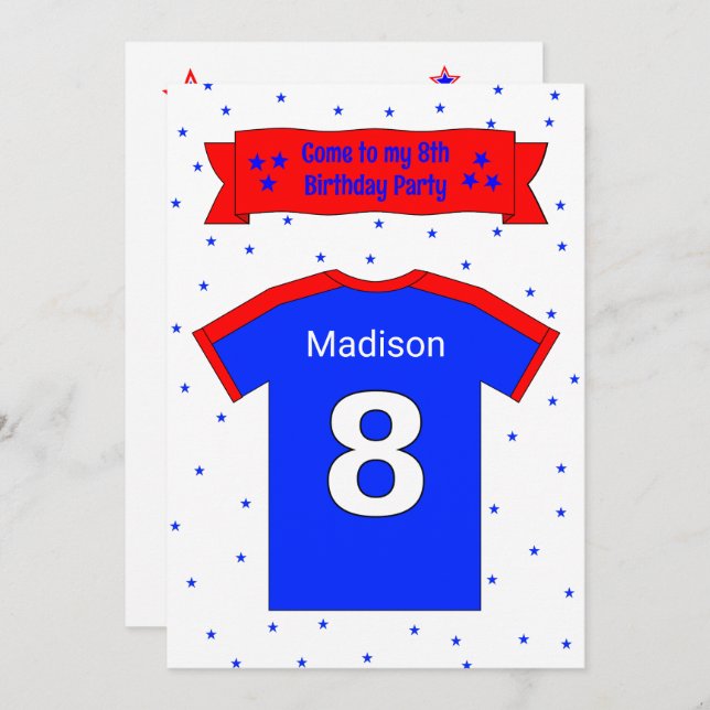 8th birthday personalized party invitation (Front/Back)