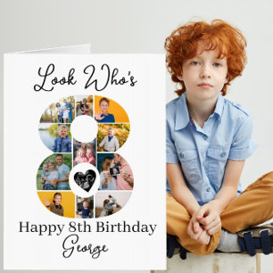 8th Birthday Photo Collage custom Keepsake Card