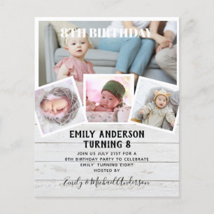 8TH Birthday Photo Collage Invite Boy Girl Mixed Flyer