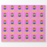 [ Thumbnail: 8th Birthday: Pink Stripes & Hearts, Rainbow # 8 Wrapping Paper ]