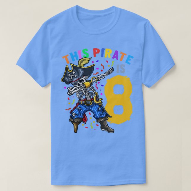 8th Birthday Pirate Dabbing T-Shirt (Design Front)