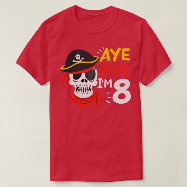 8th Birthday Pirate T-Shirt (Design Front)