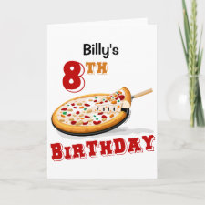 8th Birthday Pizza party Card