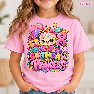 8th Birthday Princess Cute Squishy Cupcake T-Shirt