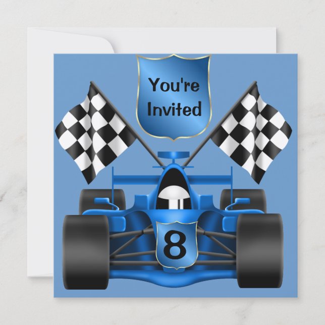 8th BIRTHDAY Race Car Invitation (Front)