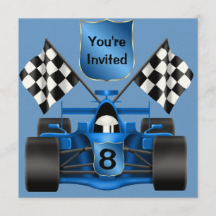 8th BIRTHDAY Race Car Invitation
