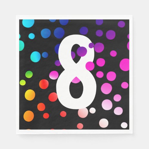 8th Birthday Rainbow Dots Napkins