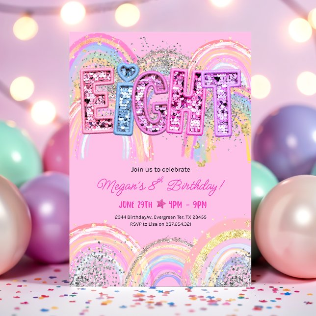 8th Birthday Rainbow Invitation (Creator Uploaded)