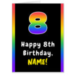 [ Thumbnail: 8th Birthday: Rainbow Spectrum # 8, Custom Name Card ]