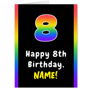 8th Birthday: Rainbow Spectrum # 8, Custom Name Card