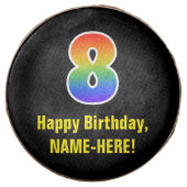 8th Birthday - Rainbow Spectrum Pattern Number 8 Chocolate Covered Oreo (Front)