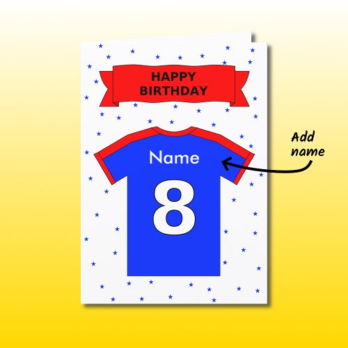 8th birthday red blue t_shirt add a name card