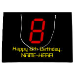 [ Thumbnail: 8th Birthday: Red Digital Clock Style "8" + Name Gift Bag ]