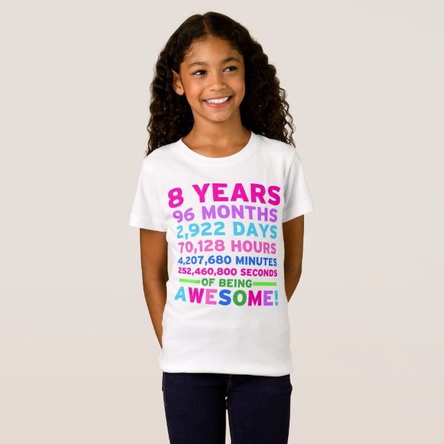 8th Birthday Shirt Girl Eight Years of Awesome | Zazzle