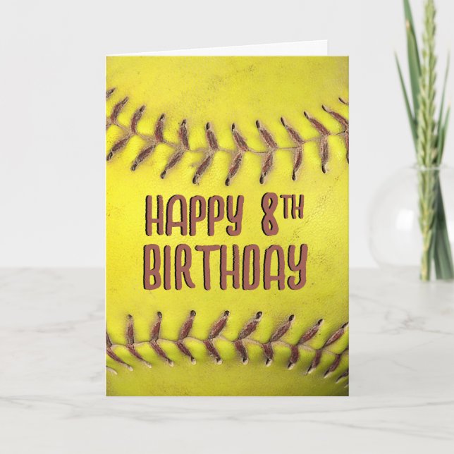8th Birthday Softball Card (Front)