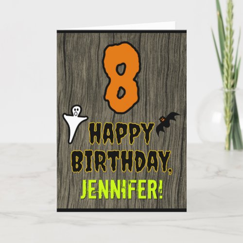 8th Birthday Spooky Halloween Theme  Custom Name Card