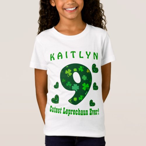 8th Birthday St Patricks Cutest Leprechaun Ever 9 T_Shirt