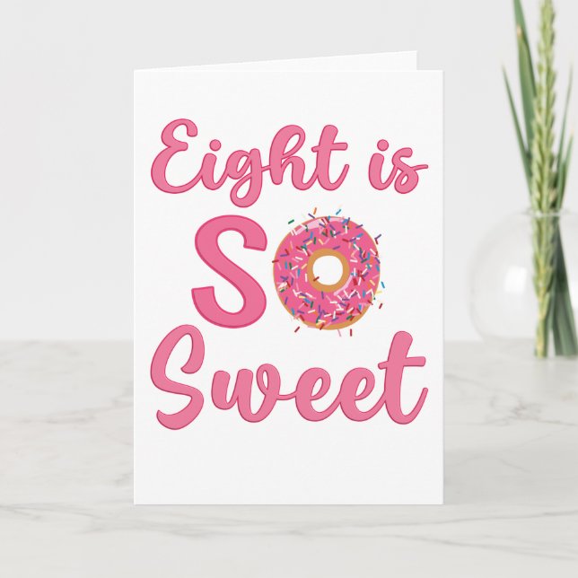 8th Birthday Sweet Donut 8 Years Old Girl Gift Card (Front)