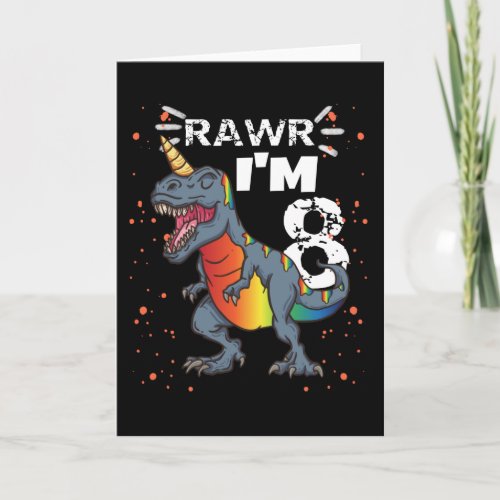8th Birthday T Rex Dinosaur Card