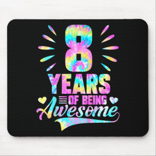 8th Birthday Tie-dye 8 Year Of Being Awesome  Mouse Pad