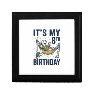 8th Birthday Turtle Hammock Vintage Engraving Desi Gift Box