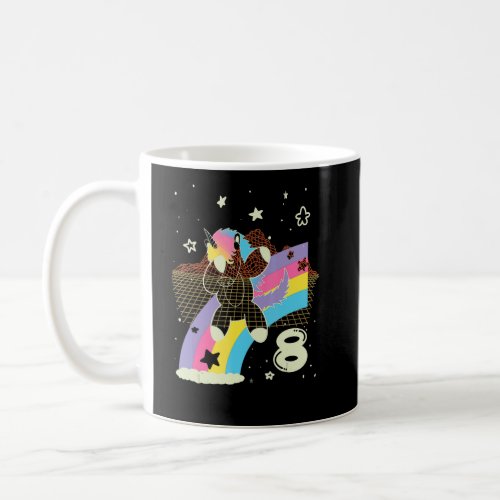 8th Birthday Unicorn 80s Retro 8 Years Old Girls E Coffee Mug