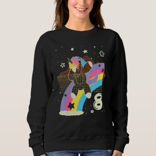 8th Birthday Unicorn 80s Retro 8 Years Old Girls E Sweatshirt