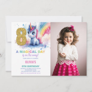 8th Birthday Unicorn Birthday Invitations photo