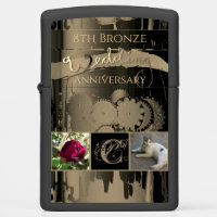 8th Bronze Wedding Anniversary 2 Custom Photos Zippo Lighter