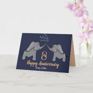 8th bronze wedding anniversary cute elephant card