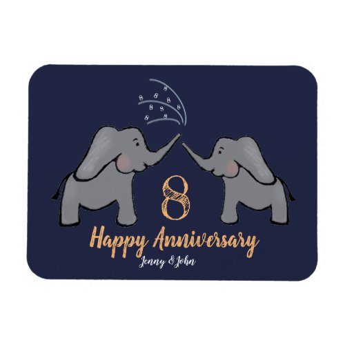 8th bronze wedding anniversary cute elephant card magnet