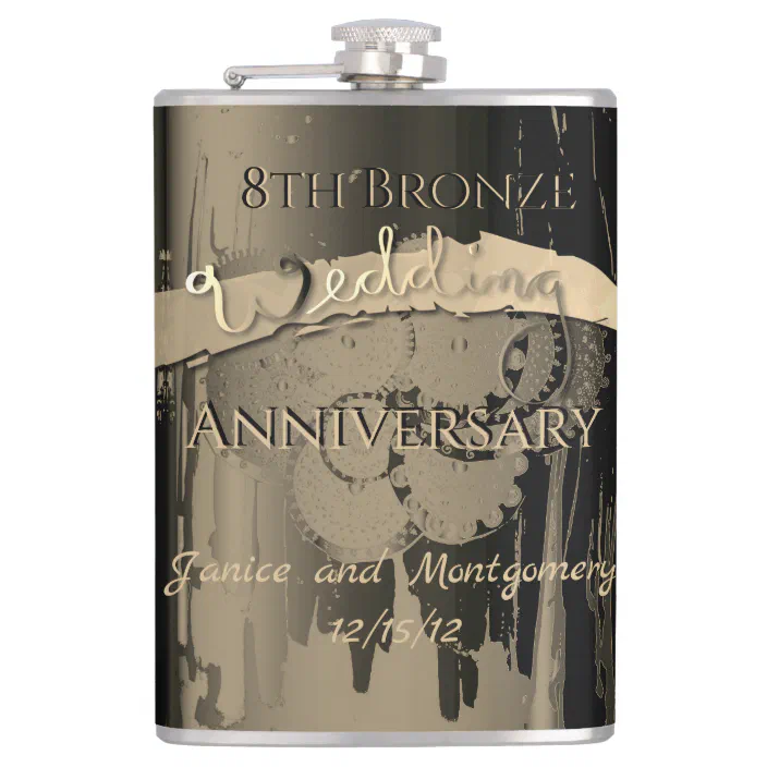 8th Anniversary Hip Flask 8 Year Anniversary Gift for Him