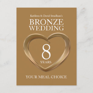 8th Bronze Wedding Anniversary meal choice Enclosure Card