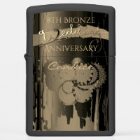 8th Bronze Wedding Anniversary w/Name Zippo