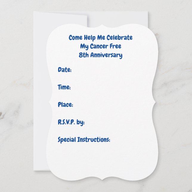  8th Cancer Anniversary Party Invitations (Back)