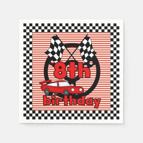 8th Car Racing Birthday Paper Napkins