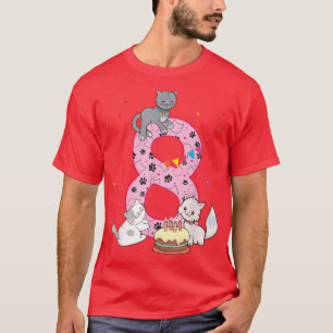 8th Cats Birthday Girl party cute 8 years old Sinc T-Shirt