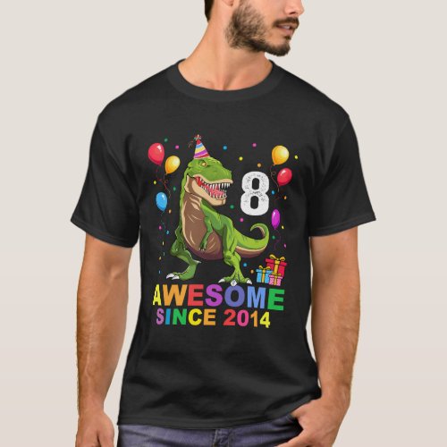 8Th Dinosaur 8 Awesome Since 2014 T_Shirt