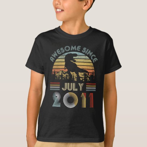 8th Dinosaur Birthday Boy 8 Year Old July 2011 T_Shirt
