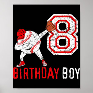 8th Eighth Birthday Gift Tee 8th Baseball Born 201 Poster