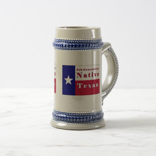 8th Generation Native Texan Flag Beer Stein (Front Right)