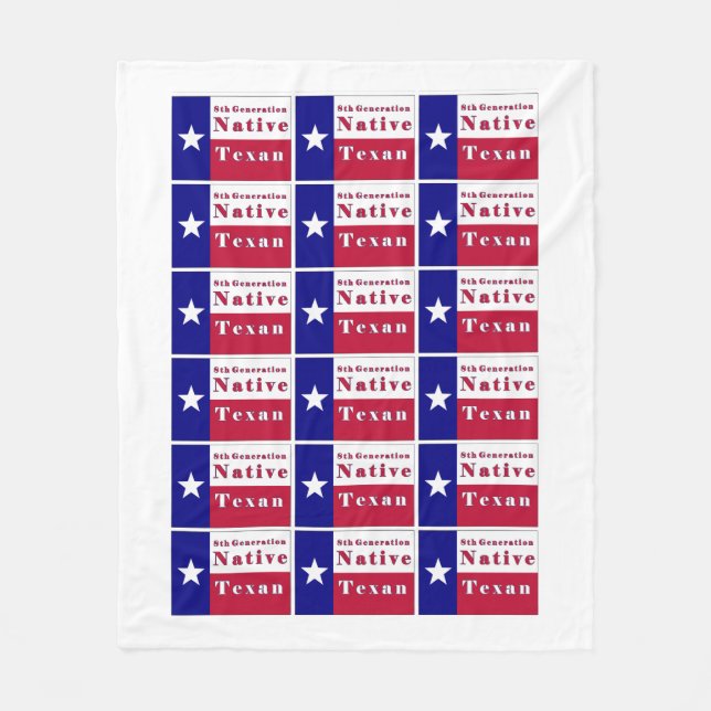 8th Generation Native Texan Flag Fleece Blanket (Front)