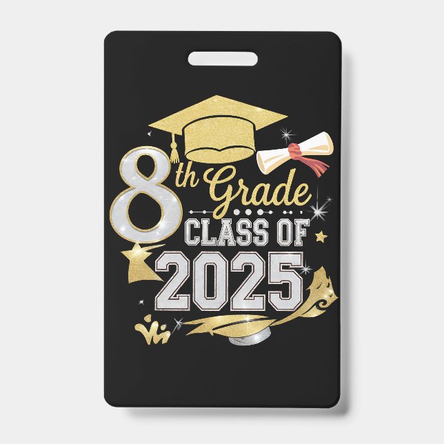 8th Grade Class Of 2025 Graduate Graduation Badge (Front)