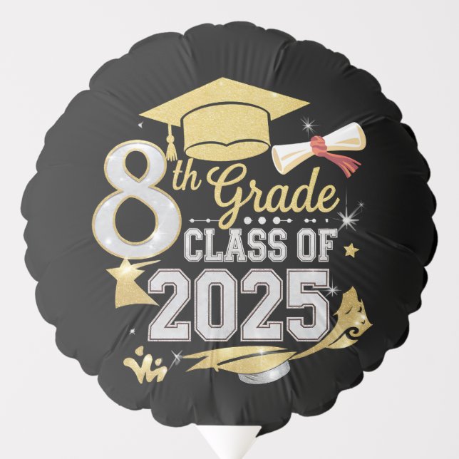 8th Grade Class Of 2025 Graduate Graduation Balloon (Front)