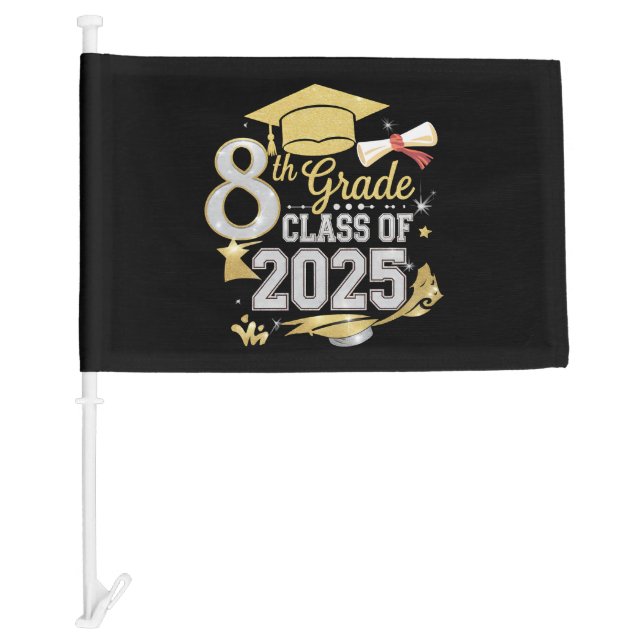 8th Grade Class Of 2025 Graduate Graduation Car Flag (Front)