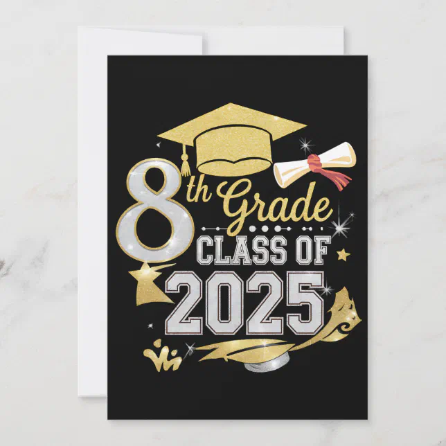 8th Grade Class Of 2025 Graduate Graduation Invitation | Zazzle