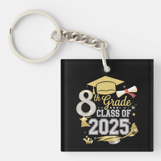 8th Grade Class Of 2025 Graduate Graduation Keychain (Front)