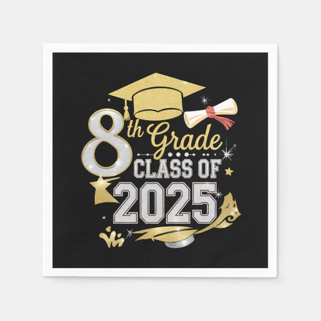 8th Grade Class Of 2025 Graduate Graduation Napkins (Front)
