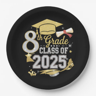 8th Grade Class Of 2025 Graduate Graduation Paper Plates